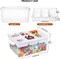 Plastic Storage Bins with Lids - 1 Pack Art Craft Supply Organiser Box with Removable Tray for Kids, 17 QT Stackable Clear Container for Toy/Sewing/Bead/Tool/Playdough (15.94" x11.61" x7.28").